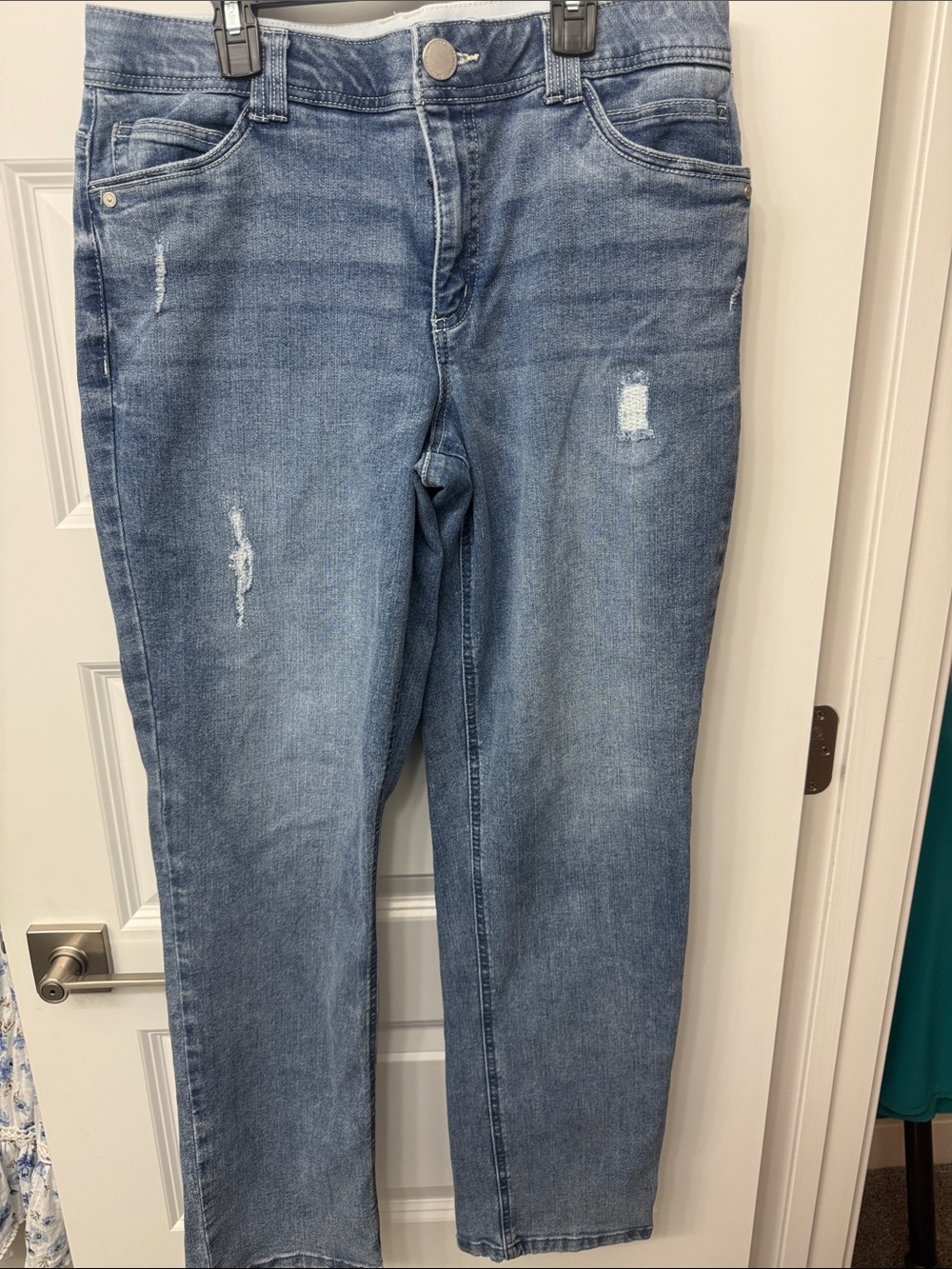 Democracy Light Blue Straight-Leg Distressed Jeans